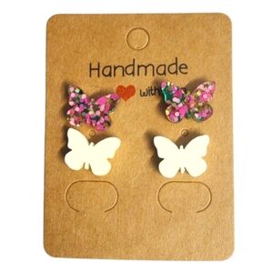 Confetti Wingdream Acrylic Stud Earrings - 2 Pair